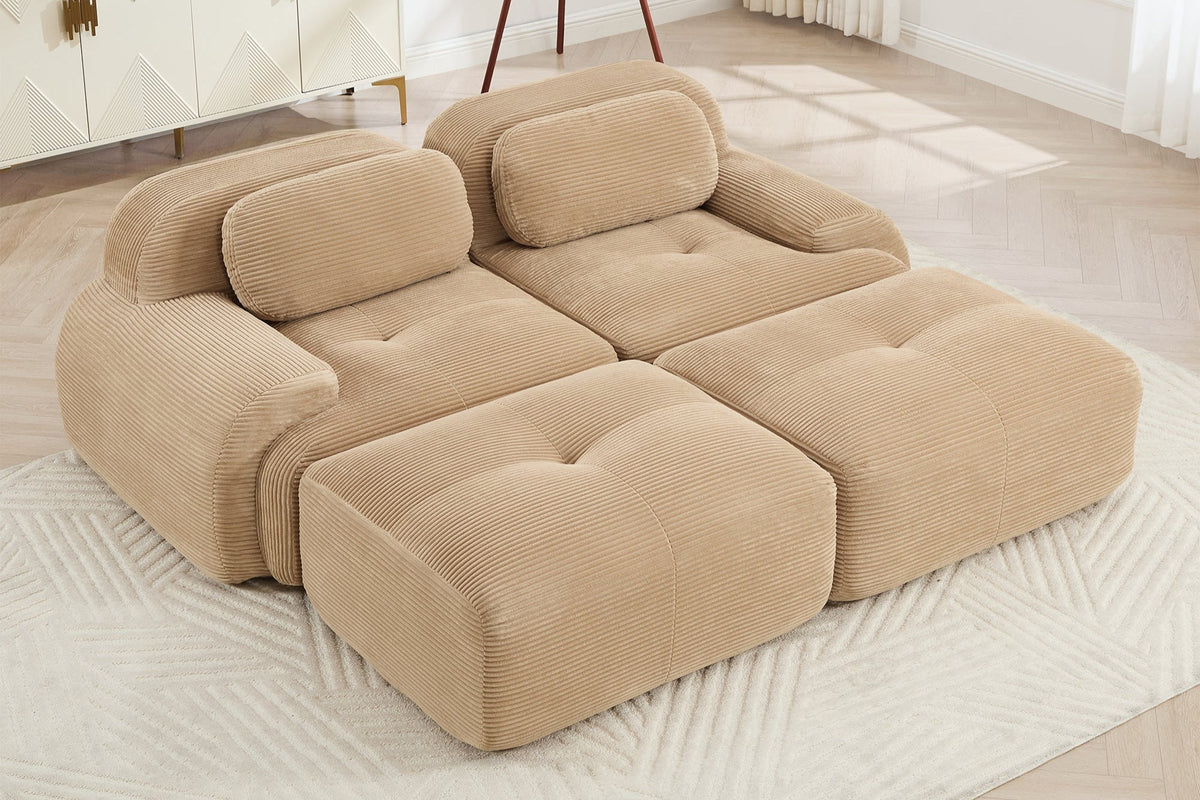 MIA 82&#39;&#39; Loveseat with 2 Ottomans