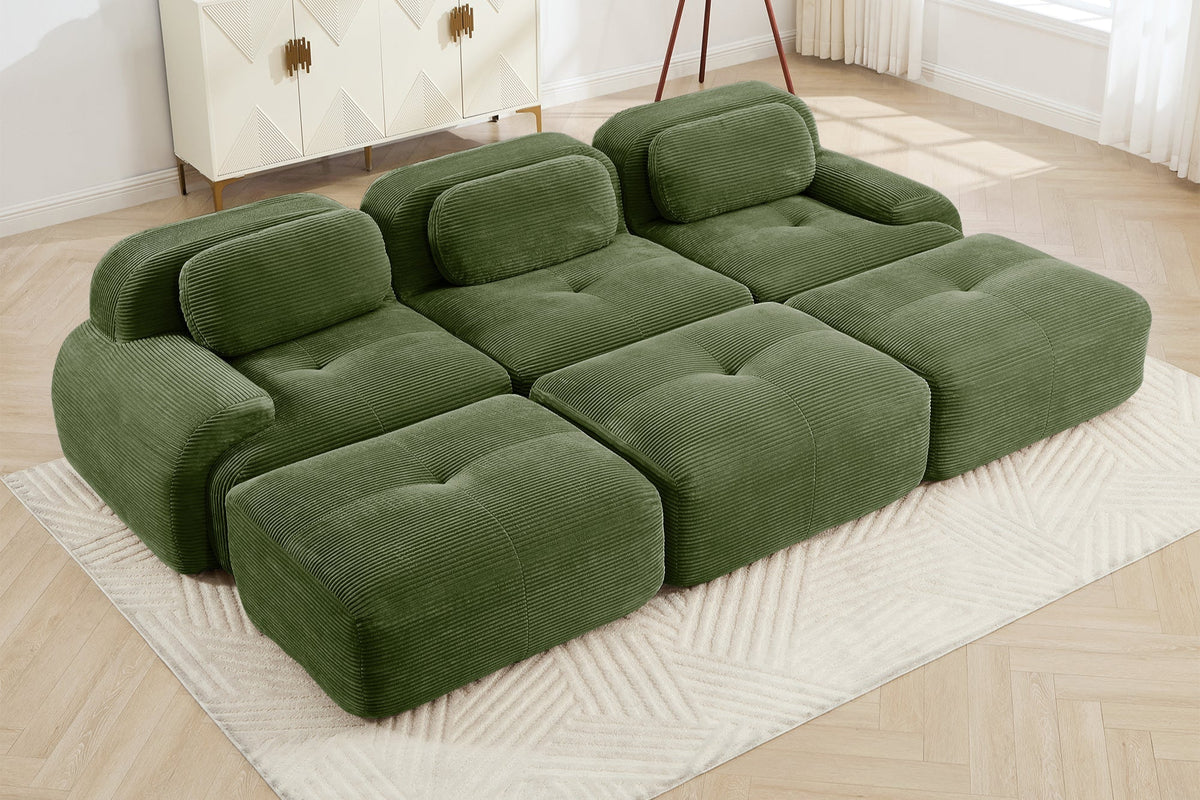 MIA 117&#39;&#39; 3-Seater Sofa with 3 Ottomans