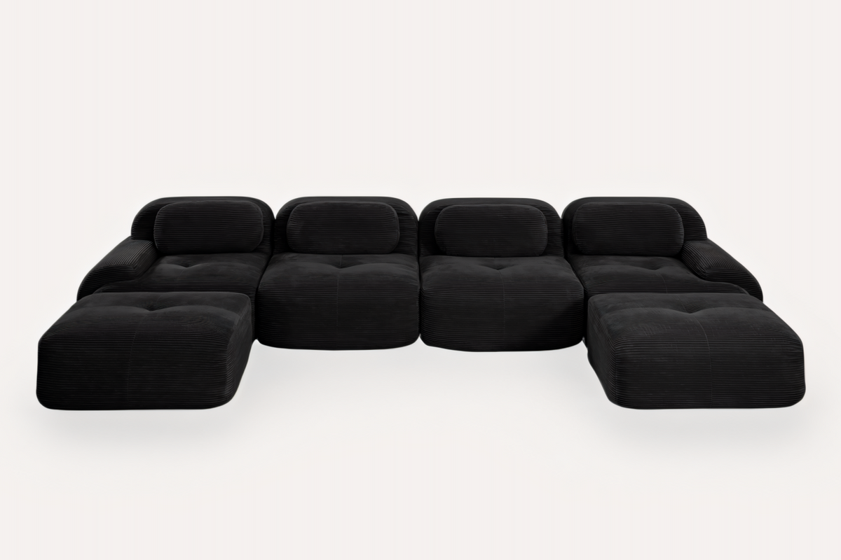 MIA 152&#39;&#39; 4-Seater Sofa with 2 Ottomans