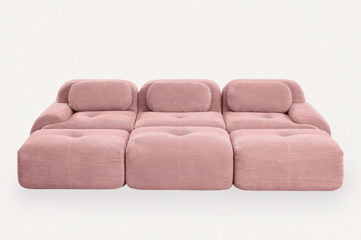 MIA 117&#39;&#39; 3-Seater Sofa with 3 Ottomans