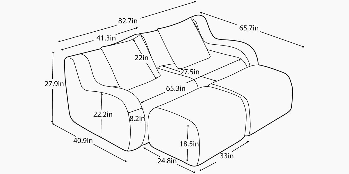 ROMA 82.7" Loveseat with 2 Ottomans