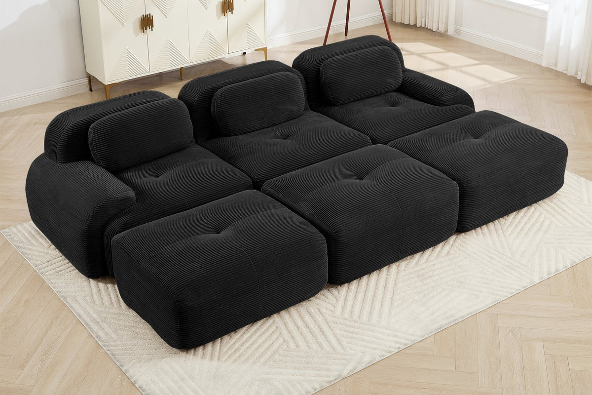MIA 117&#39;&#39; 3-Seater Sofa with 3 Ottomans