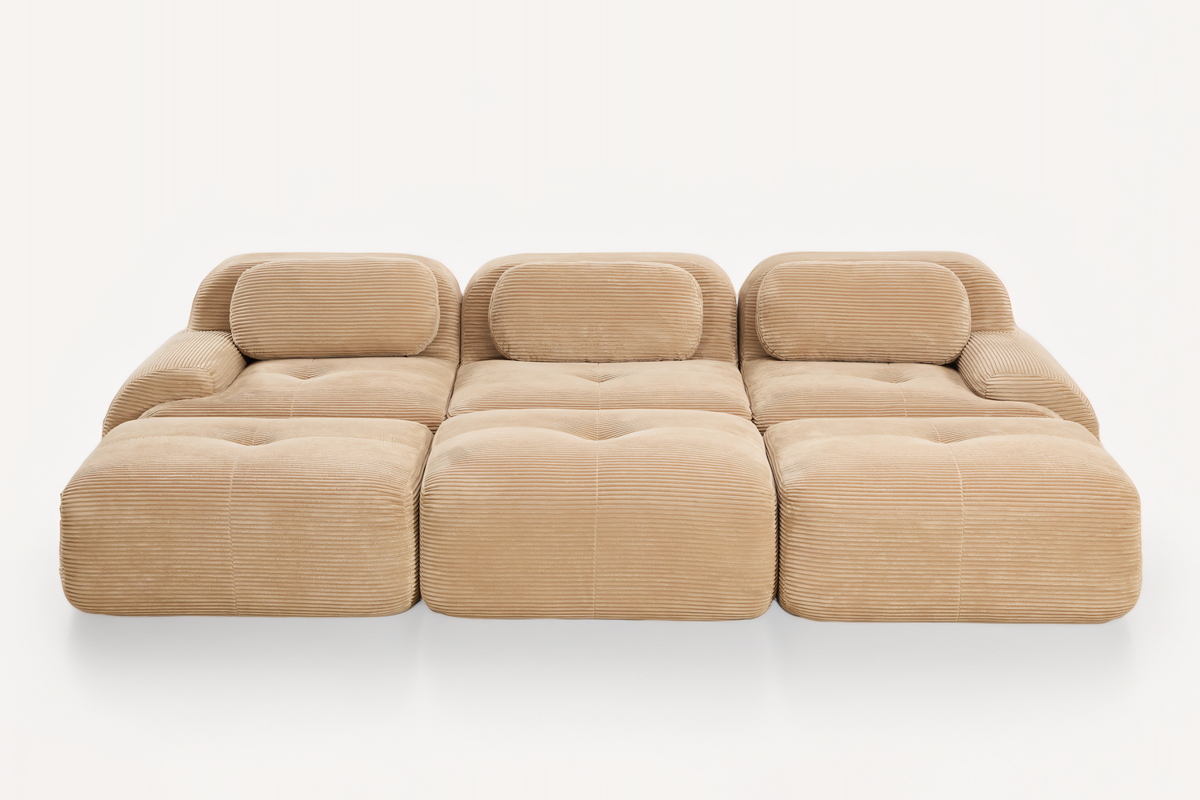 MIA 117&#39;&#39; 3-Seater Sofa with 3 Ottomans