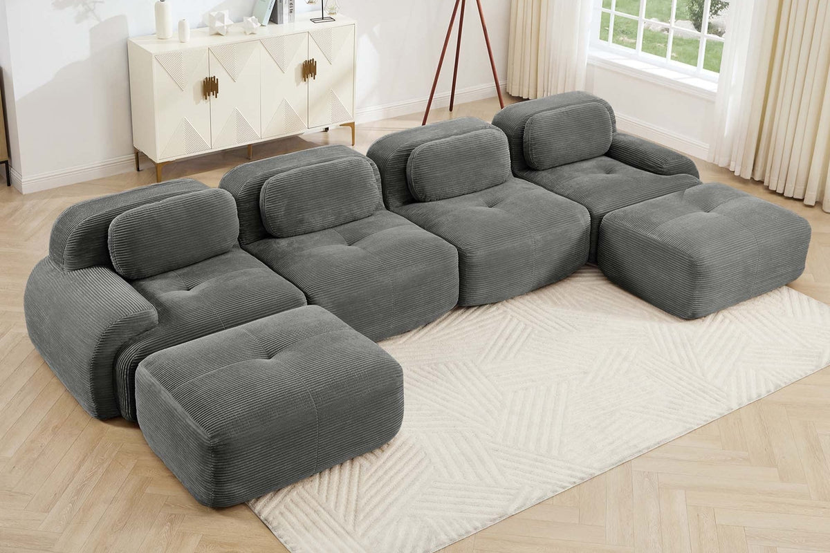 MIA 152&#39;&#39; 4-Seater Sofa with 2 Ottomans