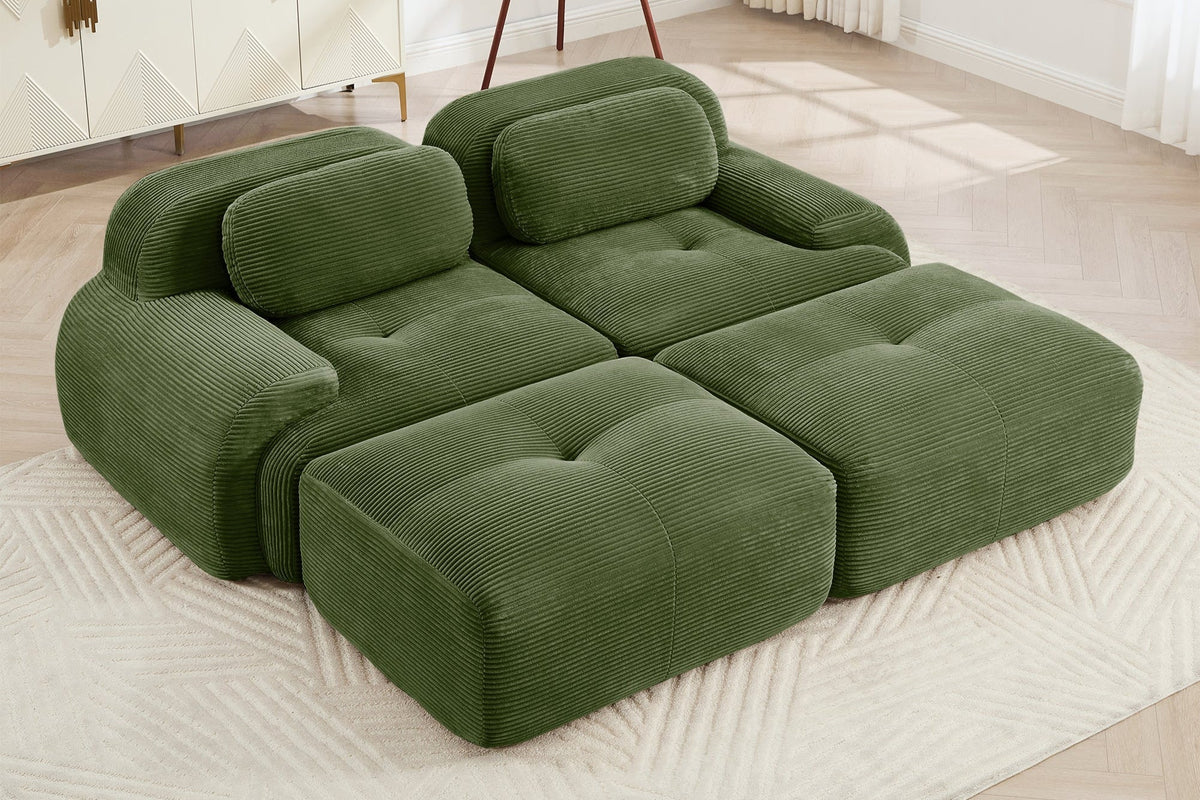 MIA 82&#39;&#39; Loveseat with 2 Ottomans